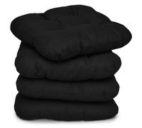 Beautissu Lisa Set de 4 Coussins 40x40 cm - Coussin de Chaise d'extérieur et d'intérieur 40x40 cm, Coussin Souple pour Les chaises de Jardin, Coussin en Mousse de 8 cm - Noir