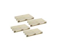 Set de 4 dessous de verre en forme de palette en bois de pin naturel Beige Beige