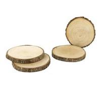 Set de 4 dessous de verres en rondin de bois (Ø11,5cm) - -