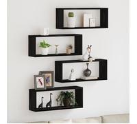 Set de 4 étagères murales Chêne noir 60x15x23 cm Fabriqué en bois reconstitué