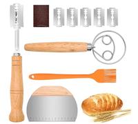Set de 4 Lame Boulanger - in rignette Boulangerie avec 5 Lames Réchanges & Housse de Protection, Fouet Danois, Grattoir à Pâte, Pinceau, Accessoires pour Faire du Pain, pour Baguette,Pâte,Pain DIY