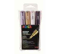 Posca Marqueur peinture acrylique PC1MC – pointe ogive 0,7-1 mm – couleurs assorties – étui de 4