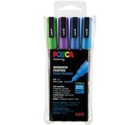 Posca Set 4 MARQUEURS PC3M Pochette Paillettes Froides