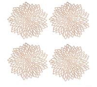 Set de 4 Napperons en Plastique Découpe Fleurie(Pink gold) | Motif floral creux élégant, design superposé, améliore l'esthétique du dressage, plastique durable