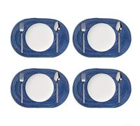 Set de 4 Nappes Ovales 18x12 Pouces Anti-Chaleur(Sea Blue) | Taille optimale 18x12 pouces, protection thermique, s'adapte aux assiettes et bols, usage quotidien
