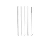 Set de 4 pailles en verre avec goupillon - - Transparent / Cristal - Verre