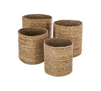 Set de 4 paniers ronds coloris naturel--