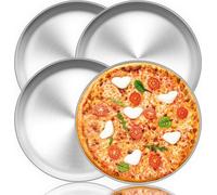 Set de 4 plaques à pizza 29 cm Rond en acier inoxydable pour four, sain & durable