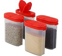 Set de 4 Pots à Épices, Organisateur à Épices, Jolies Boite à Épices Translucides, Ensemble de Flacons à Épices, Étanche, Bocaux avec Couvercles pour Épices et Aromates Sans BPA.