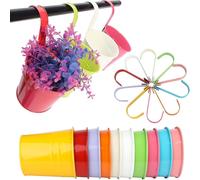 set de 4 pots de fleurs 27 cm à suspendre en métal - multicolore & crochet amovible - pour balcon, clôtures, fenêtres - 27x22x12cm