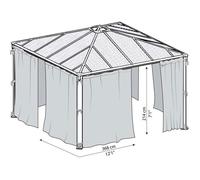 Set de 4 rideaux pour tonnelles grise 3 x 3 m et 3,6 x 3,6 m