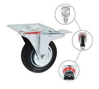 Set de 4 roulettes 100 mm, 2 Roues Pivotantes avec Frein, 2 Roues Fixes, | Caoutchouc -rayures, fer zingué résistant, freins doubles, usage intérieur, meubles légers, déplacement aisé