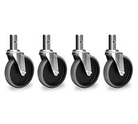 Set de 4 roulettes de transport Stagecaptain 125 mm sans frein, Pivotantes | Diamètre de la roulette: 125 mm, Surface de roulement en caoutchouc dur de 26 mm, Tige: 50 x 22 x 22 mm, Perçage: 8 mm