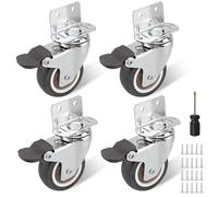 Set de 4 roulettes pour meubles 30 mm - avec frein - capacité de charge 90 kg - roues pivotantes à 360° - roulettes pour meubles - avec vis et tournevis inclus