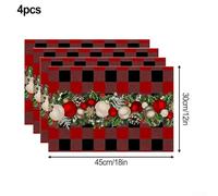 Set de 4 Sets de Table Noël 45x30cm Tissu Lavable Motif Flocon de Neige | Utilisation intérieure et extérieure pour facile à nettoyer Couleurs éclatantes Convient aux fêtes et quotidien