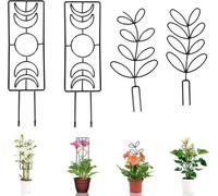 Set de 4 supports pour plantes d'intérieur - Supports métalliques de jardin et treillis pour plantes grimpantes