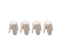 Set de 4 tabourets empilables. beige. bouclette texturée. NIKI. Ø30 / 44 x H46cm