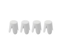 Set de 4 tabourets empilables blancs. bouclette texturée. NIKI. Ø30 / 44 x H46cm