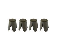 Set de 4 tabourets empilables kaki foncé. bouclette texturée. NIKI. Ø30 / 44 x H46cm