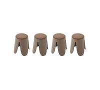 Set de 4 tabourets empilables marrons. bouclette texturée. NIKI. Ø30 / 44 x H46cm