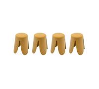 Set de 4 tabourets empilables moutardes. bouclette texturée. NIKI. Ø30 / 44 x H46cm