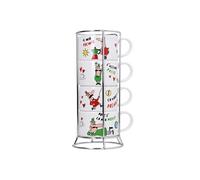 Bialetti - Set de 4 tasses à expresso empilables italia avec support