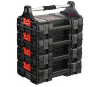 set de 4 valises à outils avec poignée, boîte pour outils électriques set modulaire H 62,5 cm, garage atelier PRO