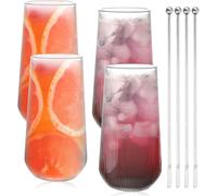 Set de 4 Verres à Latte Macchiato 500ml avec Agitateurs