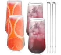 Set de 4 Verres à Latte Macchiato 500ml avec Agitateurs