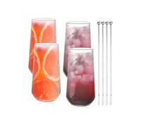 Set de 4 Verres à Latte Macchiato 500ml avec Agitateurs