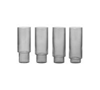 ferm LIVING Verres à long drink Ripple – Lot de 4 – 0,3 L – Fumé