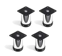 Set de 4 x So-Tech® Pied de Meuble Jim Ajustable Chromé Ø 50 mm Hauteur 80 mm Capacité de Levage très Haute grâce à