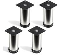 Set de 4 x SOTECH Pied de meuble Jim Ajustable ACIER AFFINÉ Ø 50 mm Hauteur 120 mm