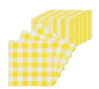 Set de 40 Serviettes en papier Vichy, 25x25cm Serviettes Jetables en Papier 2 Plis Serviettes de Cocktail en Papier pour Dîner, Mariage, Barbecue, Noël, Fête d'Anniversaire (Jaune)