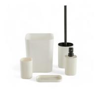 Set de 5 acc SDB - TODAY - UTILITY - Distr de savon, porte-brosse a dents, porte savon, brosse WC, poubelle - White