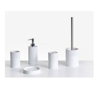 BELIANI Ensemble d'accessoires de salle de bain en polyrésine blanche distributeur de savon porte-savon porte-brosse de toilette porte-verre pour brosses à dents