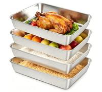 Set de 5 Bac de Plat Four INOX Rectangulaire 25 x 20 x 5 cm, pour Escalopes | Empilables, Durable et Facile à Nettoyer, pour Adapté aux Fours Réfrigérateurs Cuisine, Viande, Poisson