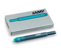 Cartouches d'encre LAMY T10 à grande capacité - compatibles avec tous les modèles de stylos plume Lamy - Contenance: 1,25 ml par cartouche - 5 pièces par paquet - Couleur de l'encre: turquoise