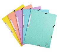 Exacompta Chemises à élastiques Aquarel 3 rabats carte lustrée 400 g/m² A4 Paquet de 5 assorties