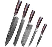 Set de 5 Couteaux Cuisine avec Poignée Confortable en Acier Inoxydable