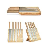 Set De 5 Couteaux Et Support En Bois Hévéa Magnétique