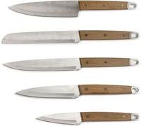 Set de 5 Couteaux LIVOO MEC129, Chef, Pain, Cuisine, Tranchelard et Office, Acier Inoxydable, Manche en Hêtre