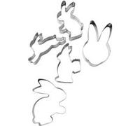 Zenker 7713 Set de 5 emporte-pièces en forme de lapin de Pâques, emporte-pièce lapin de pâques, coupe-pâte, Acier inoxydable, 9 cm