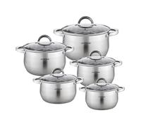 Set de 5 Marmites 16 / 18 / 20 / 22 / 24cm en Acier Inoxydable avec Couvercles Signature Argent