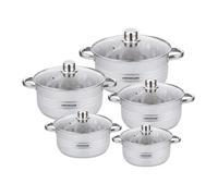 Set de 5 Marmites 20 / 22 / 24 / 26 / 28cm en Acier Inoxydable avec Couvercles Signature Argent