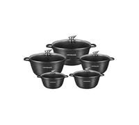 Signature Set de 5 Marmites Aluminium 20-24-28-30-32cm Antiadhésives Effet Marbre Noir