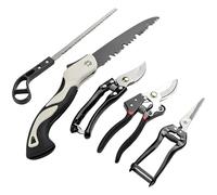 Set de 5 Outils de Jardinage, sécateur et scie Pliante Inclus, Outils de Taille d'arbre en Acier Inoxydable avec poignée Confortable, Traitement Thermique spécial pour Le Jardinage, la Taille