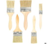 Set de 5 pinceaux Plats (25,4/38,1/50,8/63,5/76,2 mm) - Pinceau Peinture et Vernis Bois avec Manche Bois - pinceaux pour lasure, Co