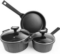 set de 5 poêles avec couvercle, set de cuisson à induction incluant une poêle profonde/une marmite/un faitout pour toutes les plaques de cuisson, revêtement anti-adhésif sans PFAS, passe au lave-vaiss