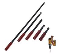 Set de 5 Porte-embouts Magnétiques, 50/60/100/150/300mm Rallonge Embout Visseuse 1/4'' Rallonges Magnétiques pour Embouts Hexagonaux Changement Rapide pour Perceuses Tournevi Outils de Montage(Rouge)